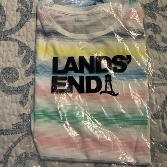 Lands End TWO NEW multi striped tops 2 x - Picture 5 of 8